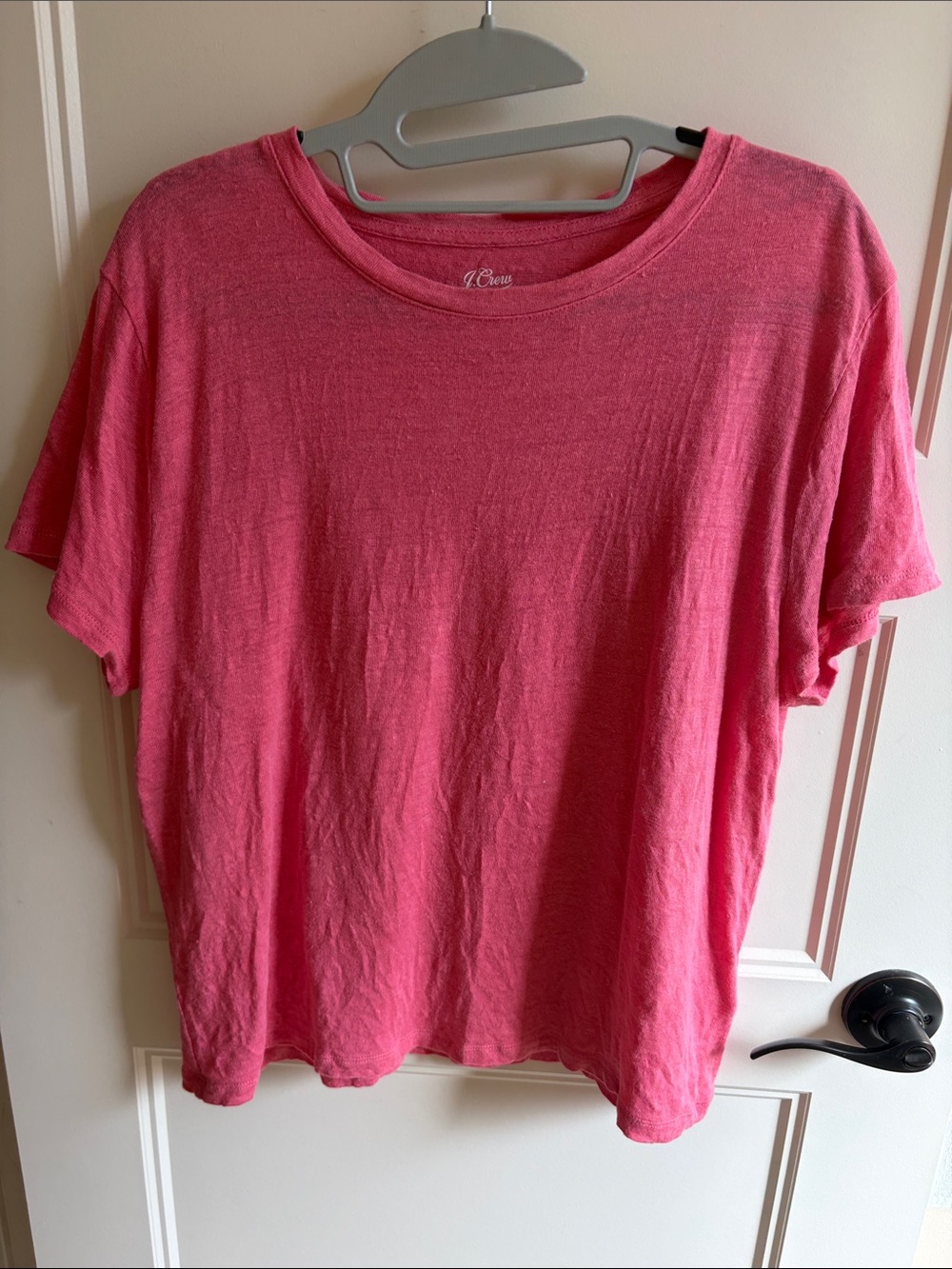 J. Crew Short Sleeve Linen Tee in Pink